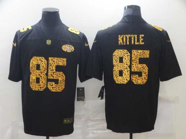 Men%27s San Francisco 49ers #85 George Kittle 2020 Black Leopard Print Fashion Limited Stitched Jersey Dzhi
